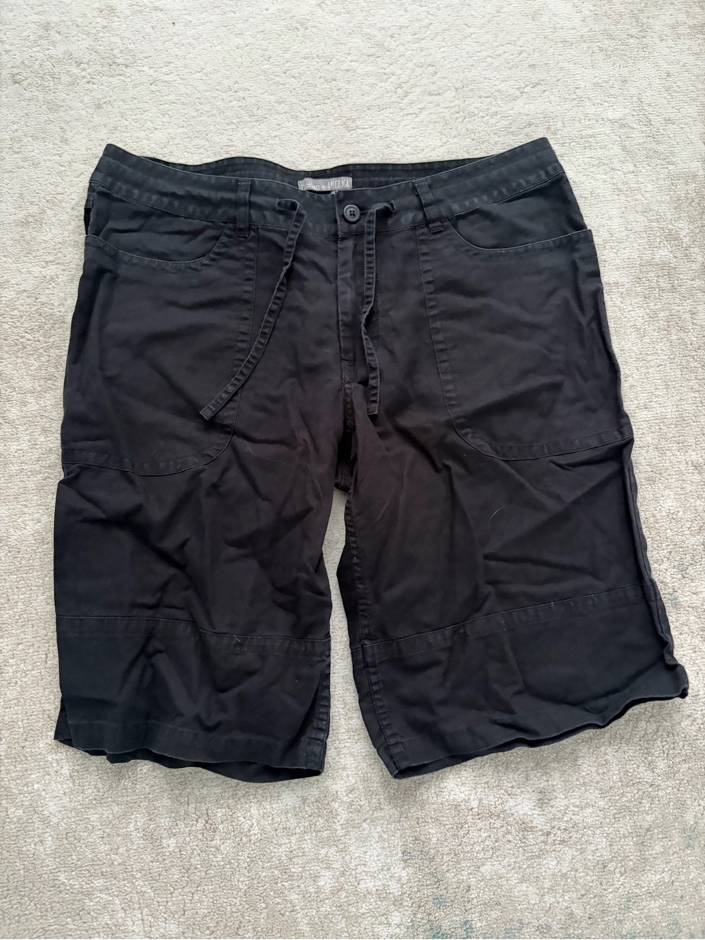 Men's Black Casual Drawstring Cargo Shorts
